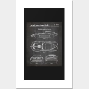 Corvette Patent - Vintage Corvette Art - Black Chalkboard Posters and Art